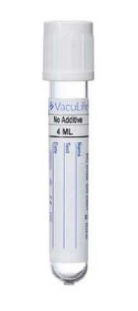 ВакуЛайф Одноразові вакуумні пробірки для забору крові, без добавки, 13×75 мм (mm), 4 мл (ml)